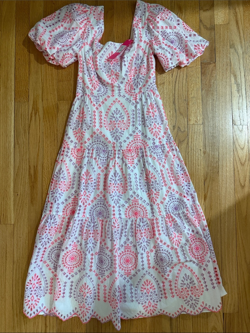Brand new Lily Pulitzer Dress, Pink & Lavender Print - Puff Sleeve Tiered Maxi